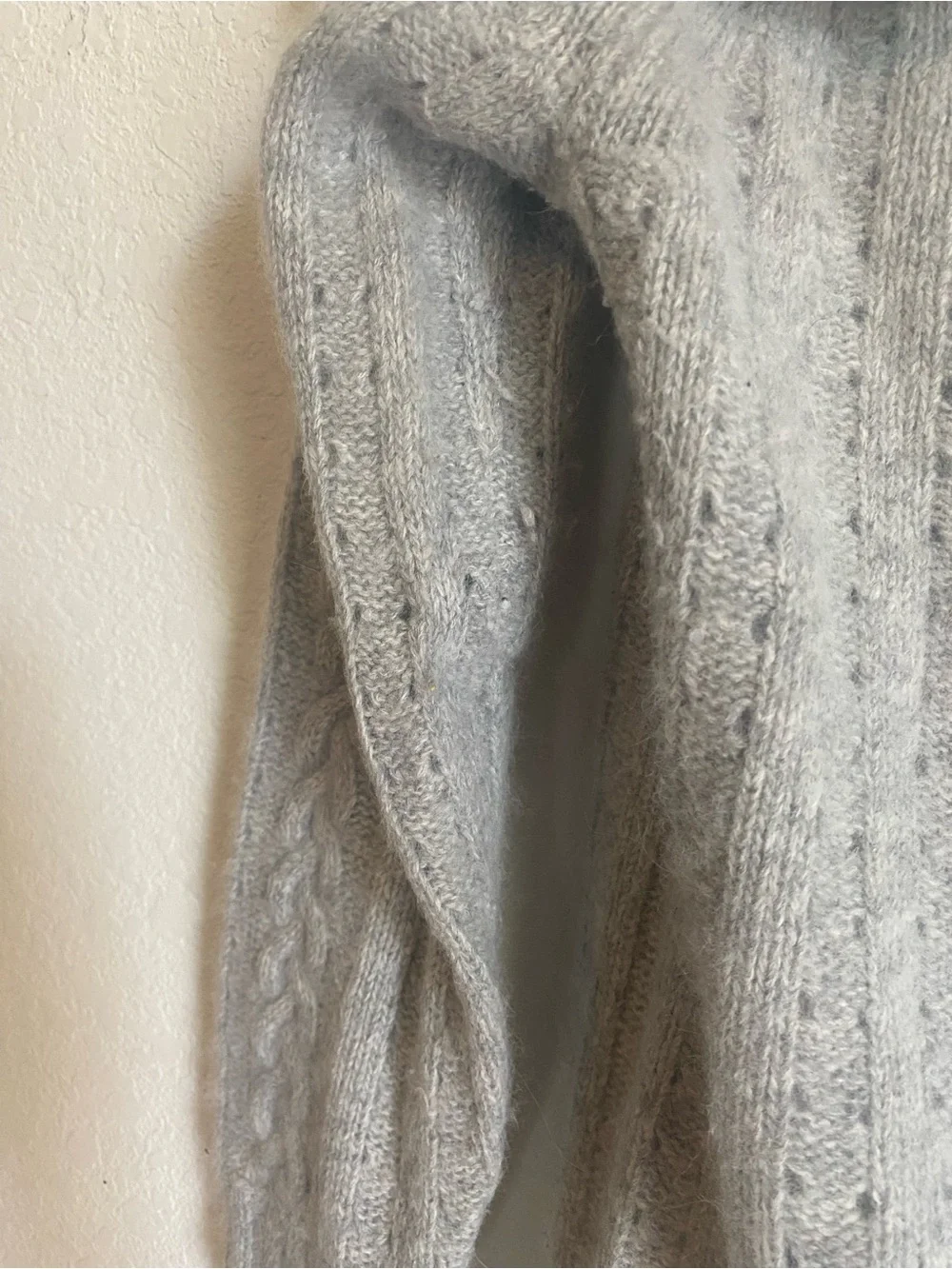 Banana Republic Grey Off-The-Shoulder Cable Knit Sweater